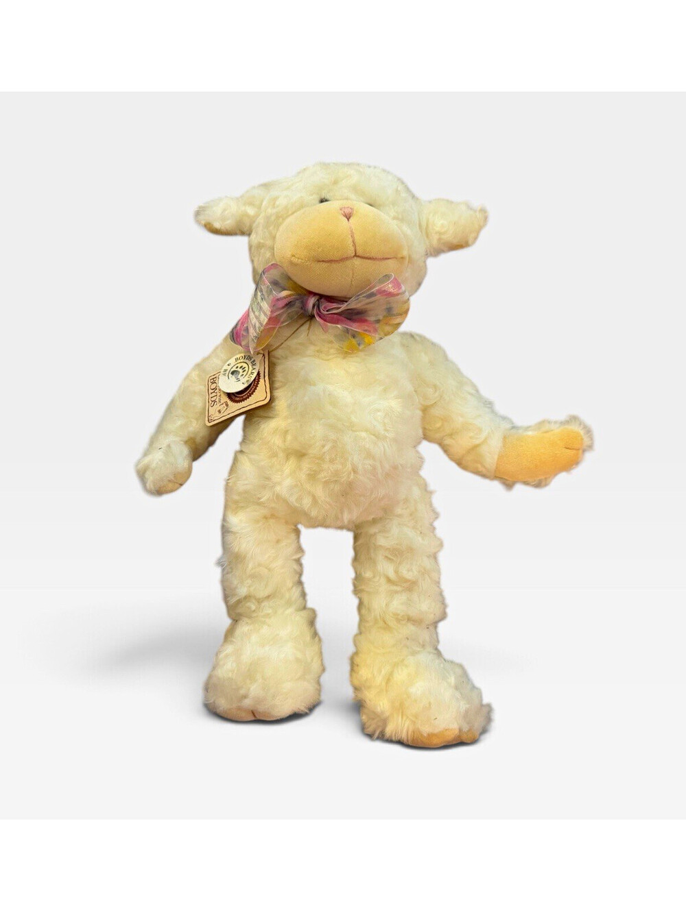 Boyds Bears Cream Lamb Plush Stuffed Animal w/ Tag Pastel Ribbon Scarf